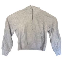 Wynnque Gray Cropped Quarter Zip Hoodie Women’s Medium Fleece