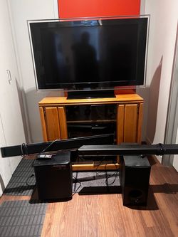 TV, Entertainment Stand and Soundbar