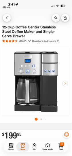 12-Cup Coffee Center Stainless Steel Coffee Maker and Single-Serve Brewer