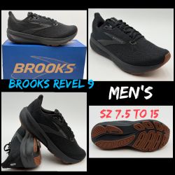 New BROOKS REVEL 9 SZ 7.5 To 15 For Menโs In BLACK EBONY