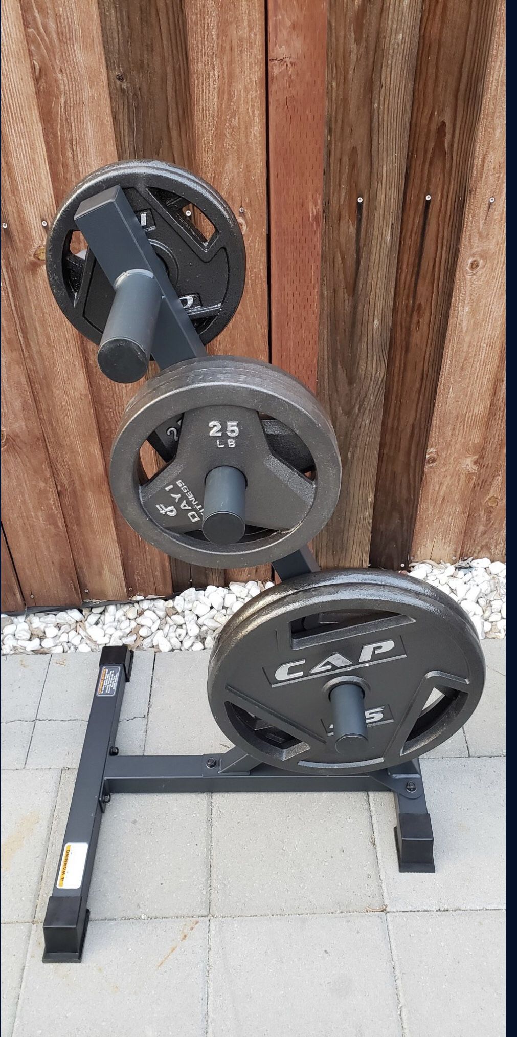 Olympic Weight Tree (new In Box) For $150. 2x 45 Lb Plates Are $250, 2x 25 Lb Plates Are $200