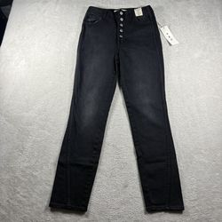 AMO Jeans Women's 27 Black Magic Slim Dock Pants Button Fly High Rise NWT #8F