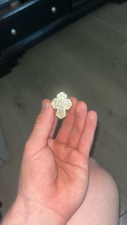 18k plated iced out cross ring