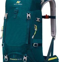 N NEVO RHINO Internal Frame Hiking Backpack 40/50/60/65/80L, Mountain Climbing Camping Backpack Daypack Waterproof Rain Cover 45+5L 01 Green