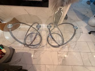 Pair of Round Glass Top