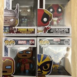 Funko Pop Lot – Hulk, Deadpool, Iron Man, Wolverine & Thor (Great Condition)