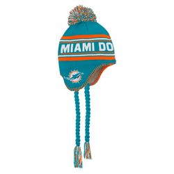 NFL Miami Dolphins Jacquard Tassel Knit Hat with Pom 2T-4T