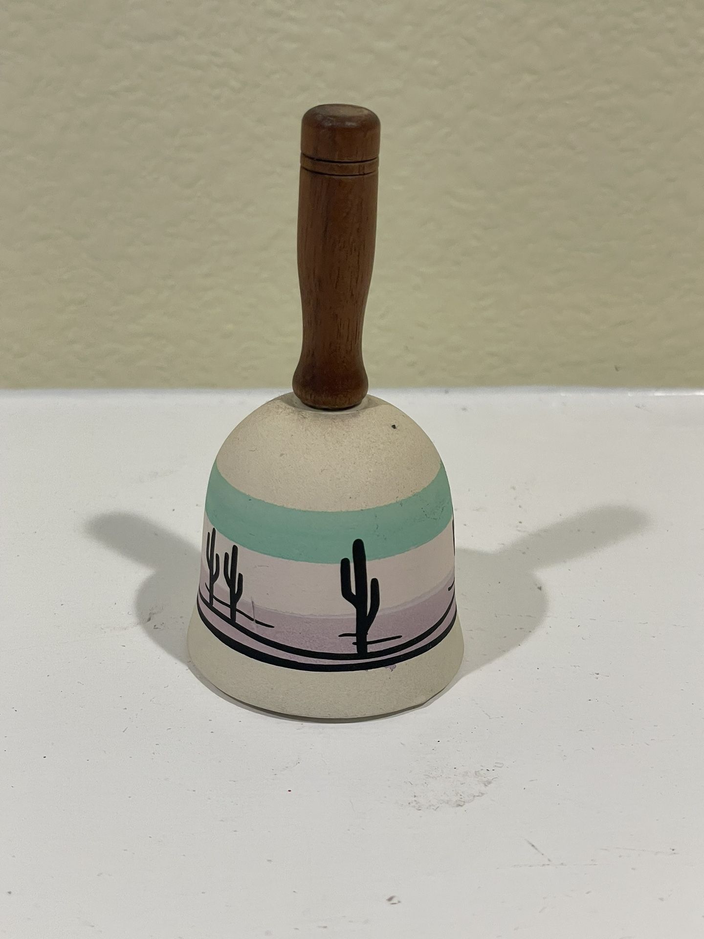 Vintage Southwestern Art Pottery Dinner Bell Cactus