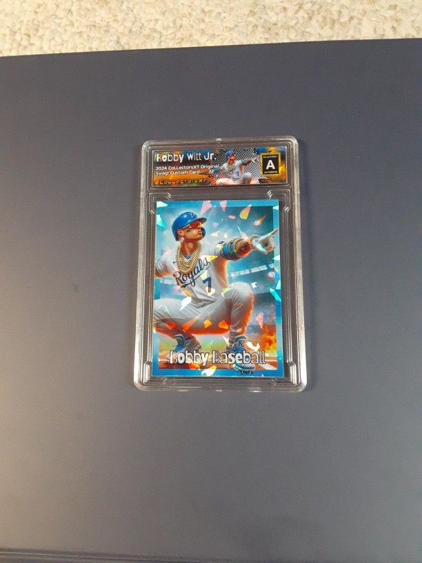 2024 Bobby Witt Jr. Slab Blue Cracked Ice REFRACTOR Original Art Novelty Card