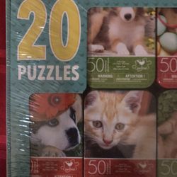 20 Mini Cat and dog Puzzle Set