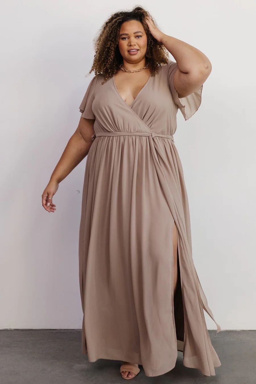 Baltic Born Dress - Taupe Spring/Summer/Wedding/Any Occasion