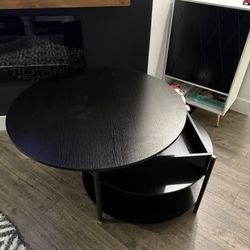Black Round Storage Coffee Table