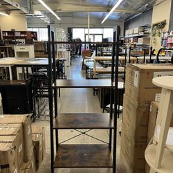 VASAGLE 4-Tier Ladder Shelf Bookshelf Storage Rack Bookcase with Steel Frame - Brown