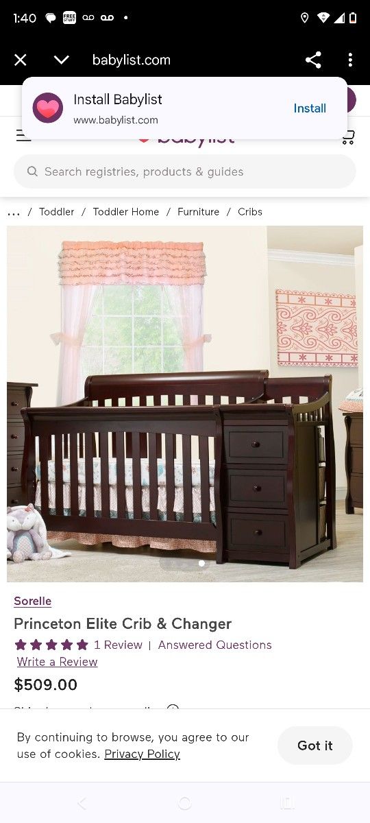 Princeton Elite Crib and Changer