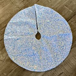 Mini Sequin Christmas Tree Skirt, Sparkle Mermaid Tree Skirt - 22", White (NEW)