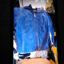 Ladies Royal Blue Leather Jacket