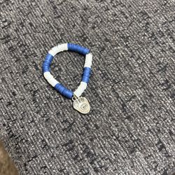 Child Size Baseball Bracelet. Blue And White Beads. New. 