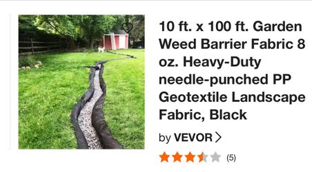 10 ft. x 100 ft. Garden Weed Barrier Fabric 8 oz. Heavy-Duty. needle-punched PP Geotextile Landscape Fabric, Black
