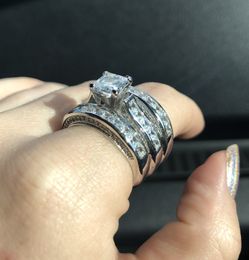 New 18 k white gold wedding ring set engagement ring