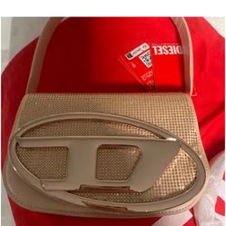 Diesel 1dr shoulder bag rhinestone rose gold