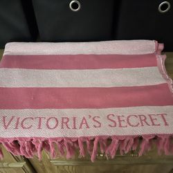 Victoria's Secret Pink Striped Fringe Oversized Beach Blanket
