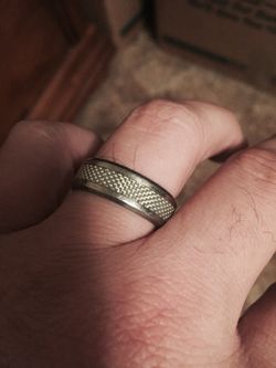 Titanium and white carbon fiber wedding band