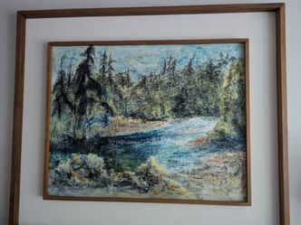 Signed Flora Correa Watercolor and Oil mid century landscape painting