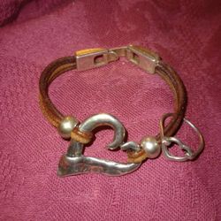 Sterling And Leather Bracelet And Ring