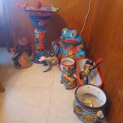 Mexican Ceramic Yard Decor Set