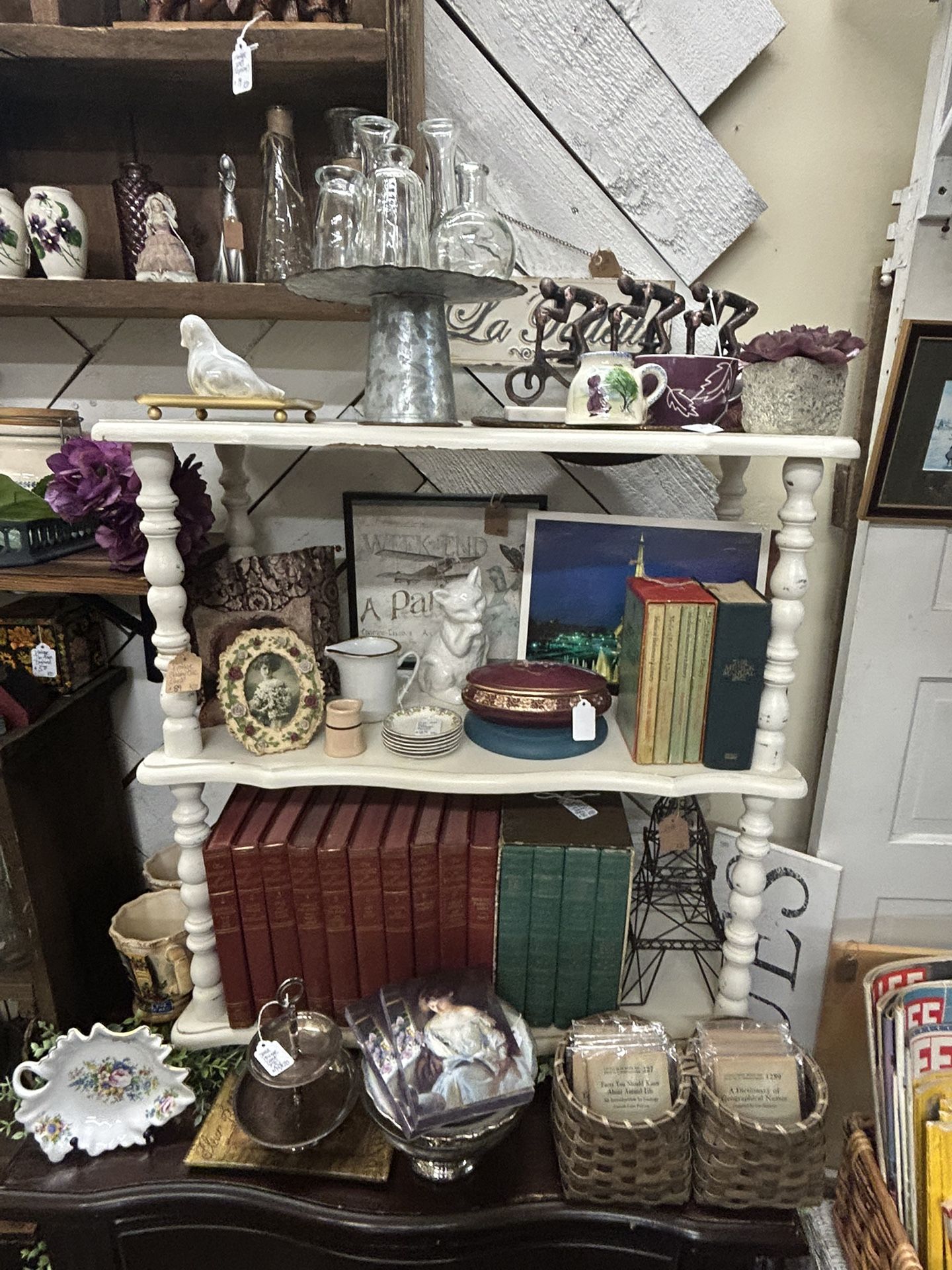 Cute Vintage Farmhouse 3 Tier Wood Shelf