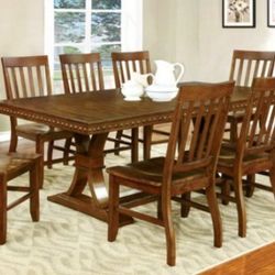 Brand New Dark Oak 9pc Dining Table Set