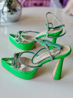 Green Rhinestone Heels NEW size 7.5