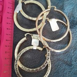 Gold Plated  Hoop Earrings All 3x$20