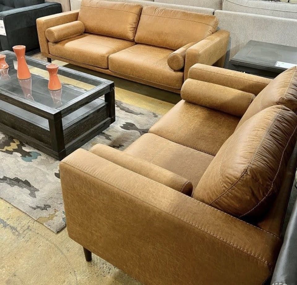 Telora Caramel Living Room Sets🎈 Fast Delivery 🎈 Financing Available