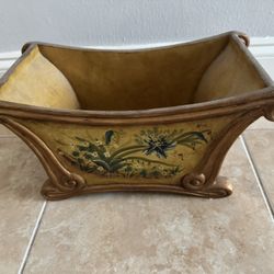 Vintage Tuscan Style Decorative Footed Planter – Hand-Painted