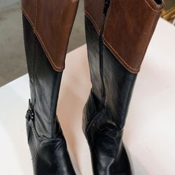 Unisa   8 1/2 M  Riding Boots Knee High Buckle Accent Black Brown