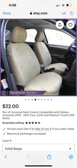 NEW pair Of Pair of Universal Seat Covers Compatible with Subaru Crosstrek 2016 - 2021 Cars, SUVs and Medium Trucks (159 Style)
