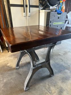 Heavy duty side table (wood and iron) 26” x 24” x 25”