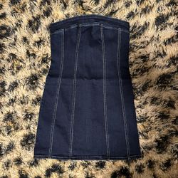Strapless Dark Denim Dress