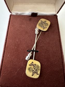 Vintage REED & BARTON DAMASCENE Butterfly Stick Pin Retro 1970's Hippie