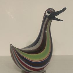 Murano Glass Duck Open Mouth Multicolor 7.5” tall 