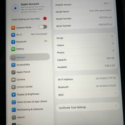 Apple iPad 9th Gen WiFi 10.2 screen 256gb