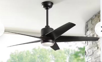 Hampton Bay Men 54” Matte Black Indoor Covered Outdoor LED Ceiling Fan w/Remote