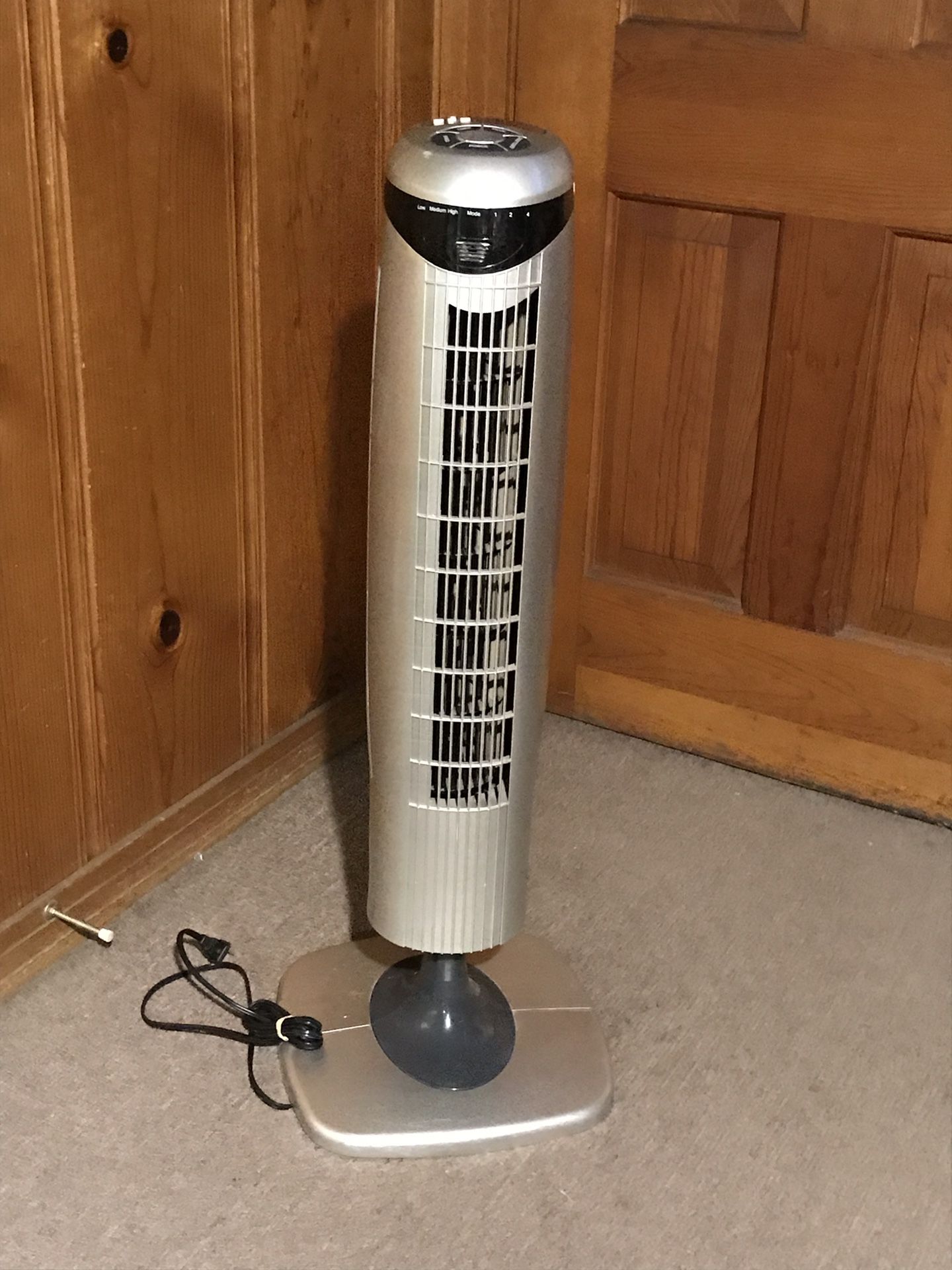 Office Deport Tower Fan 36’ with Remote Control Silver