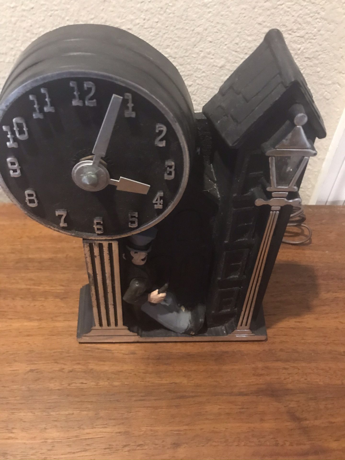 Mastercraft Clock 1977 “Happy Times” Features Drunk with moving arm and lighted post Featured in the Movie Back to the Future