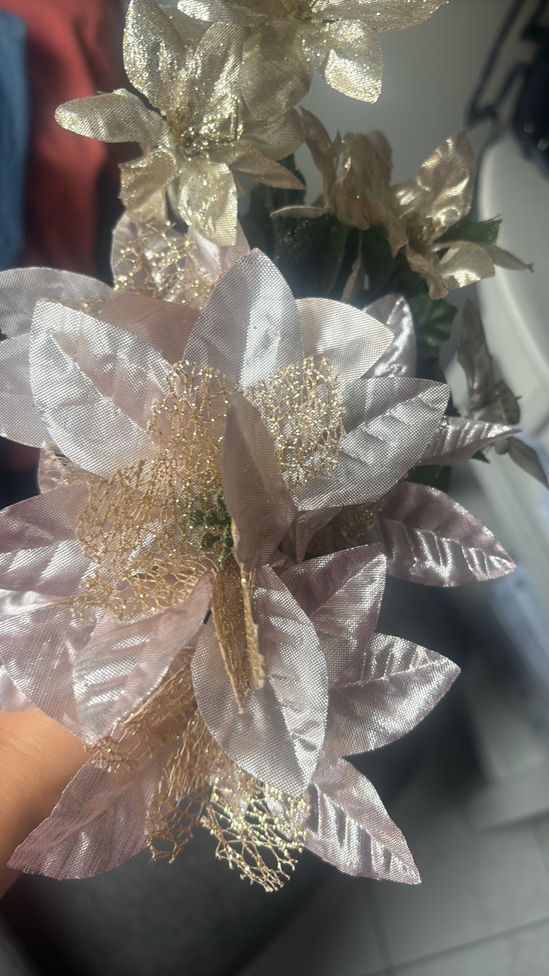 2 Stems Of Flowers And Vase Sold Together