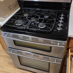 Jenn-Air JDR8895AAS 30" Dual Fuel Black/Stainless Convection Double Oven Stove