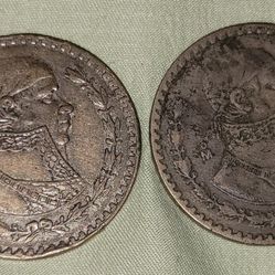 Two Large Mexico Silver Peso Coins