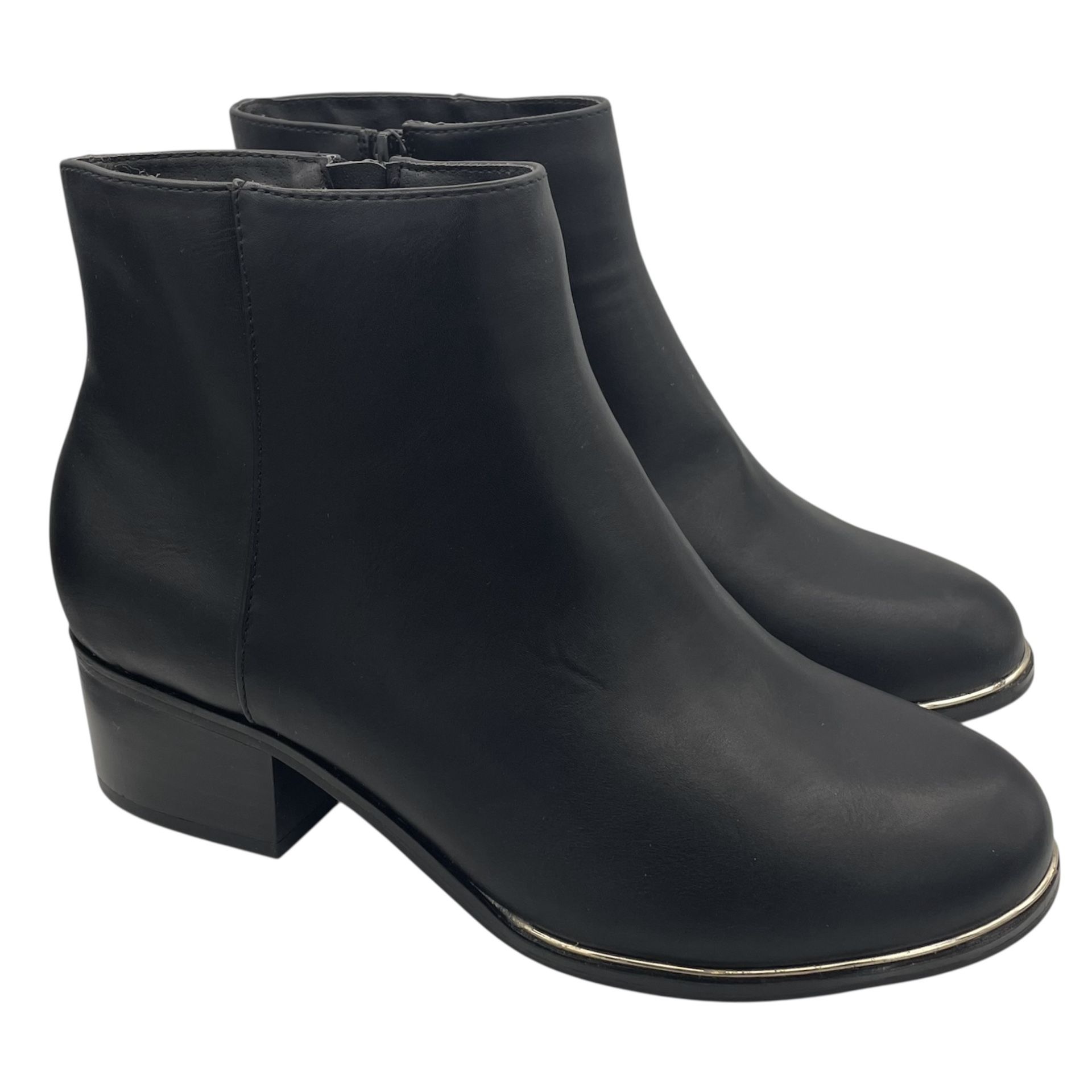 Lane Bryant wide classic leather black ankle boots with metallic trim Size 8W