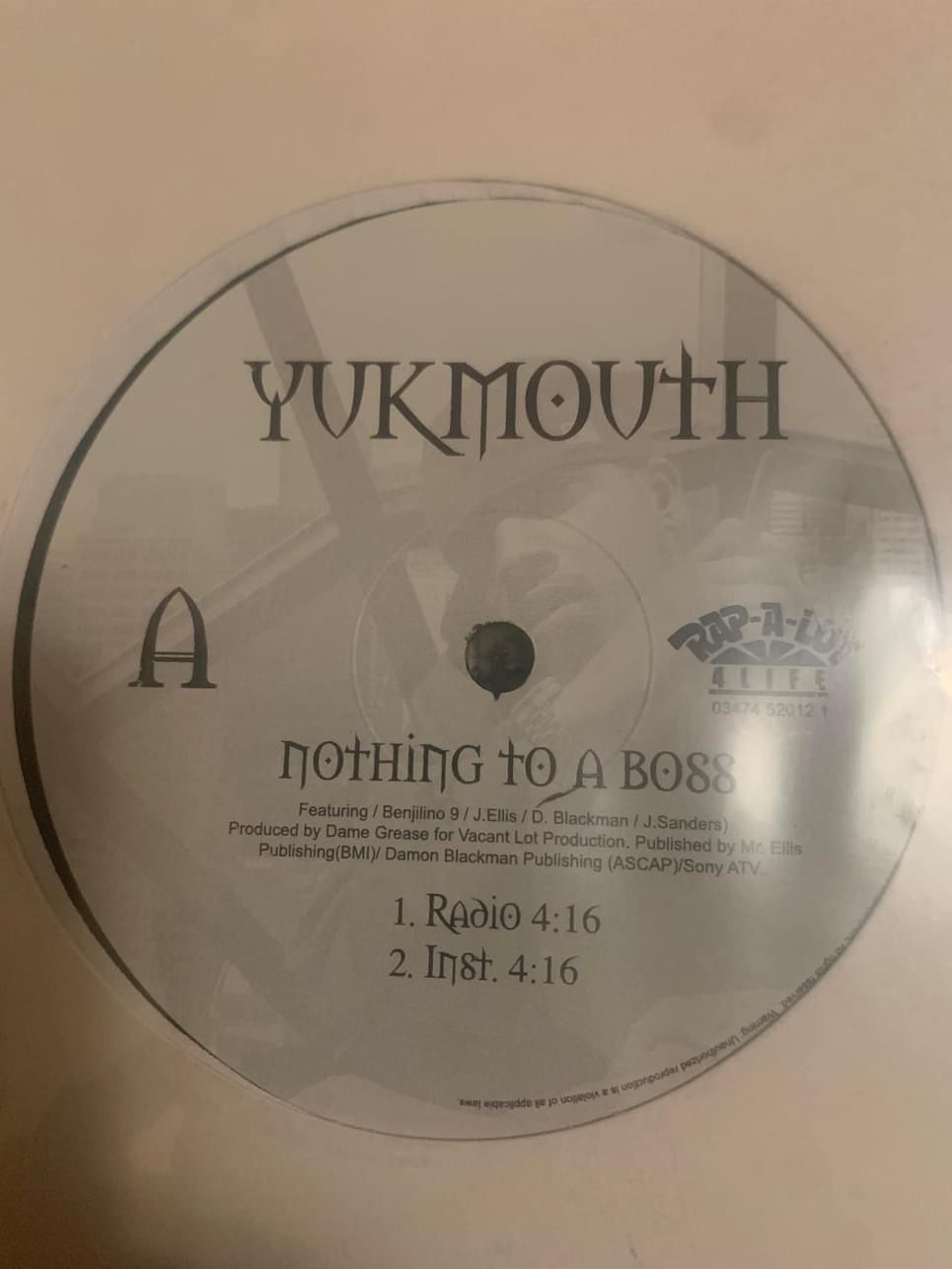 Yukmouth - Nothing To A Boss 12” Vinyl Record